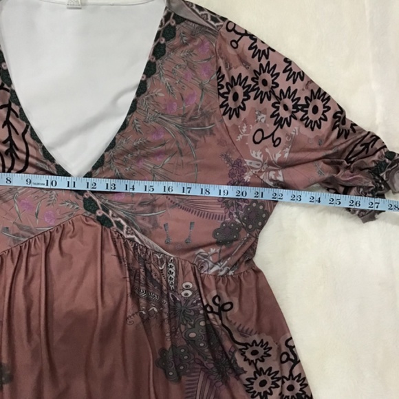 Pink Daisy Women’s Size 1X Plus (14/16) V Neck 3/4 Ruffle Sleeve Dress Fairy - Picture 9 of 12